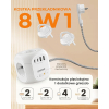 LISTWA ANTYPRZEPIĘCIOWA KOSTKA OCHRONNA 8w1 4 GNIAZDKA + 3 USB-A + 1 USB-C