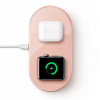 Ładowarka Indukcyjna 2w1 Qi do iPhone Apple Watch AirPods Różowa Te-Rich