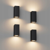 Klighten Zestaw 4 czarnych lamp ściennych zewnętrzna, wodoodporna IP65