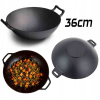 PATELNIA WOK ŻELIWNA Głęboka 36 cm Duża na Indukcję Kuchenkę i Ognisko