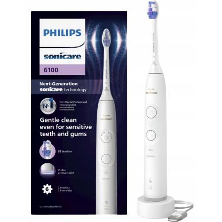 Szczoteczka Philips soniczna obrotowa akumulatorowa biała dla dorosłych