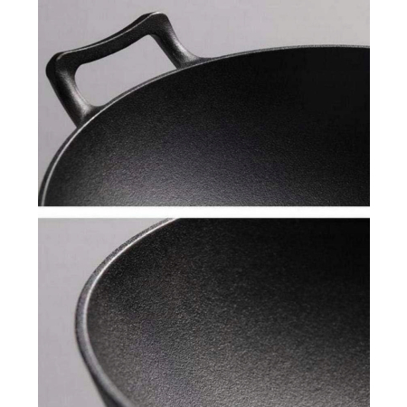 PATELNIA WOK ŻELIWNA Głęboka 36 cm Duża na Indukcję Kuchenkę i Ognisko