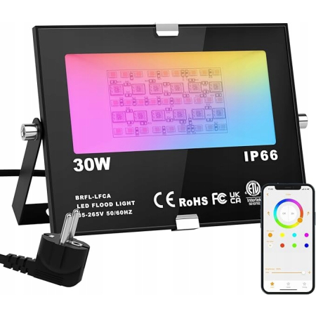Reflektor Halogen LED RGB Bluetooth IP66 30W kolorowy biały ciepły ChangM