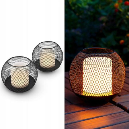 LAMPION SOLARNY OGRODOWY LED Zewnętrzny Świeca Efekt Migotania 2 szt
