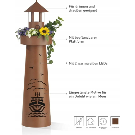 Dekoracyjna latarnia słupowa LED GARVIDA - 70 cm - brązowa