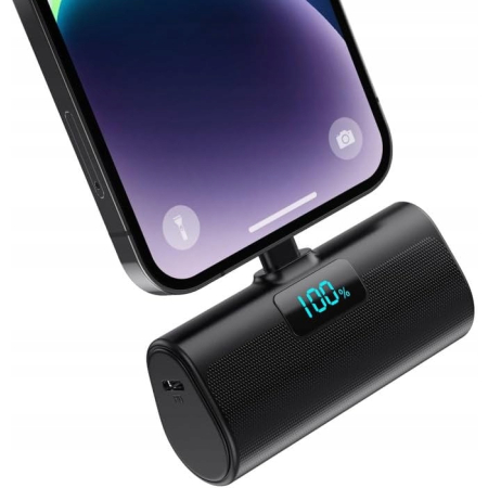 POWERBANK 5200 mAh LIGHTNING CZARNY KOMPAKTOWY HX45X9