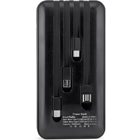 POWERBANK PRZENOŚNY 20000MAH Z WBUDOWANYMI KABLAMI USB C FIXRIX LS-PB007 X