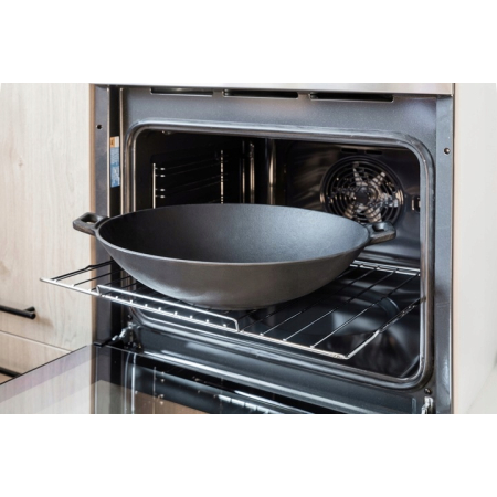 PATELNIA WOK ŻELIWNA Głęboka 36 cm Duża na Indukcję Kuchenkę i Ognisko