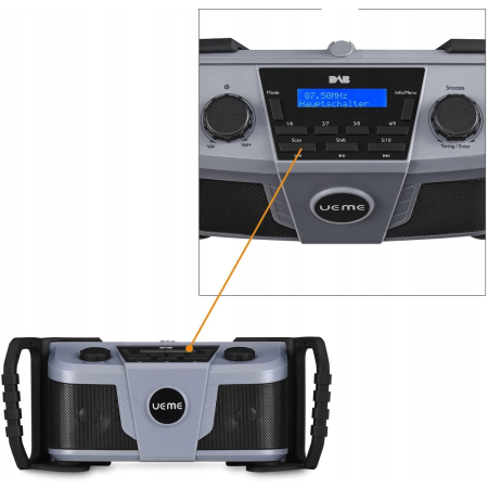 DAB Plus radio budowlane z akumulatorem , radio zewnętrzne z Bluetooth, DAB