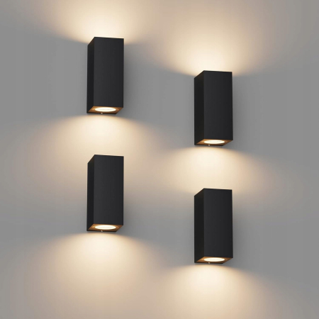 Klighten Zestaw 4 czarnych lamp ściennych zewnętrzna, wodoodporna IP65