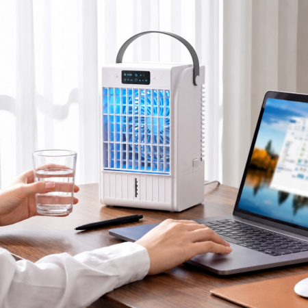 Mini Klimator Wentylator Nawilżacz Air Cooler RGB USB-C 1,5L 4 Prędkości