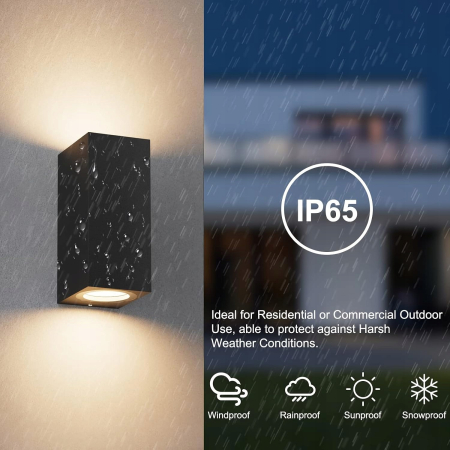 Klighten Zestaw 4 czarnych lamp ściennych zewnętrzna, wodoodporna IP65