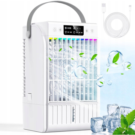 Mini Klimator Wentylator Nawilżacz Air Cooler RGB USB-C 1,5L 4 Prędkości